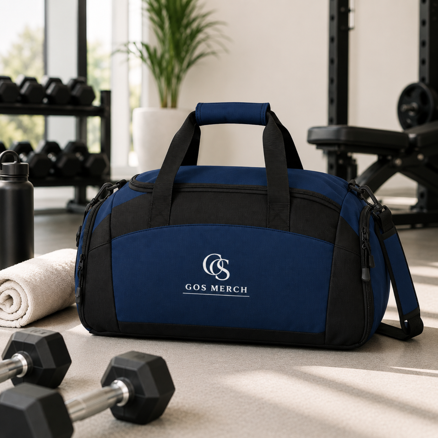 Classic Black Gym Duffle Bag — Durable Workout Duffel with Multiple Pockets