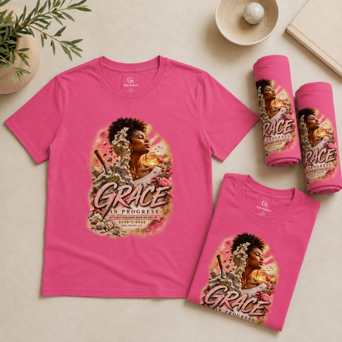 Grace In Progress Women's T-Shirt — Inspirational Afrocentric Portrait Tee