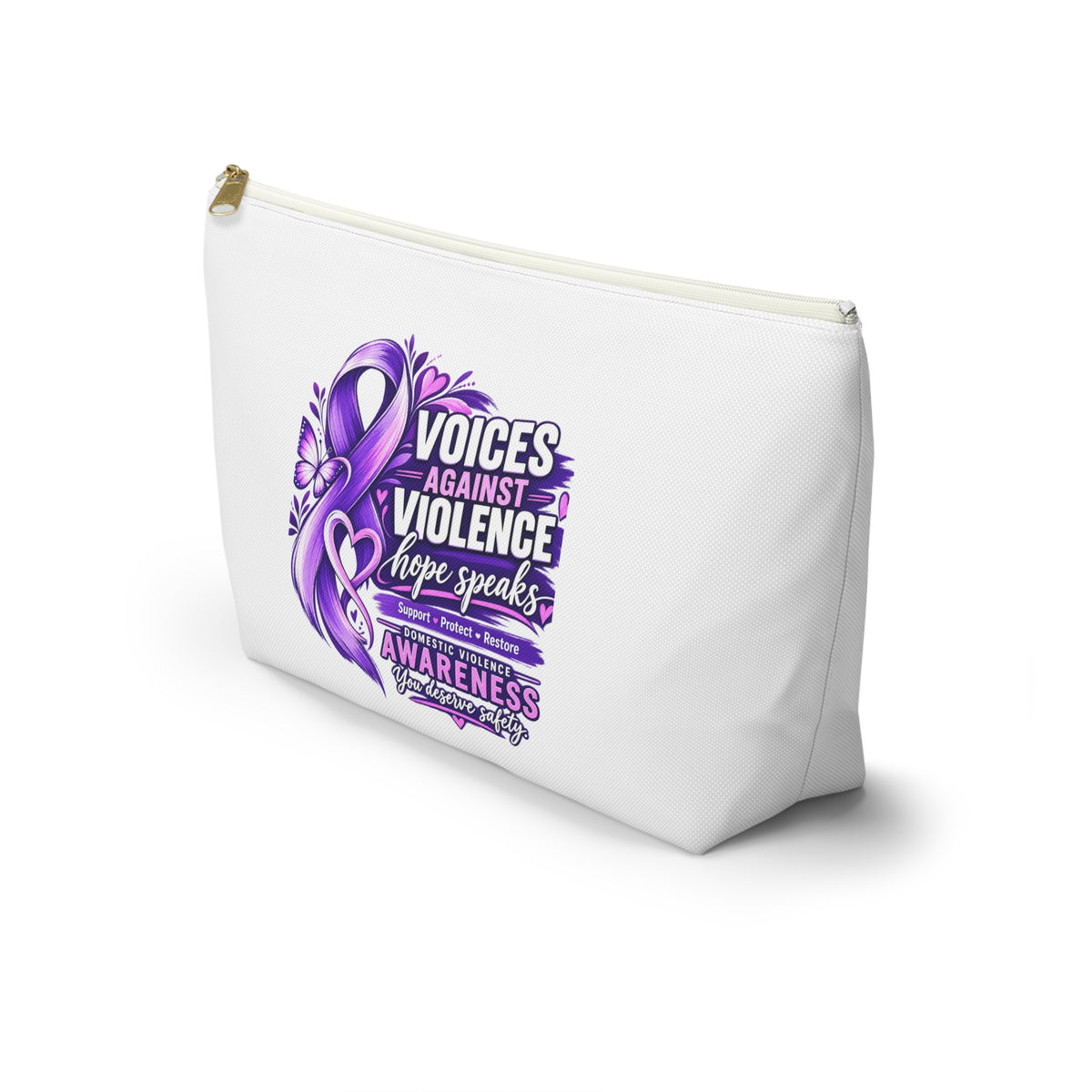 Accessory Pouch — "Voices Against Violence" Purple Awareness Ribbon