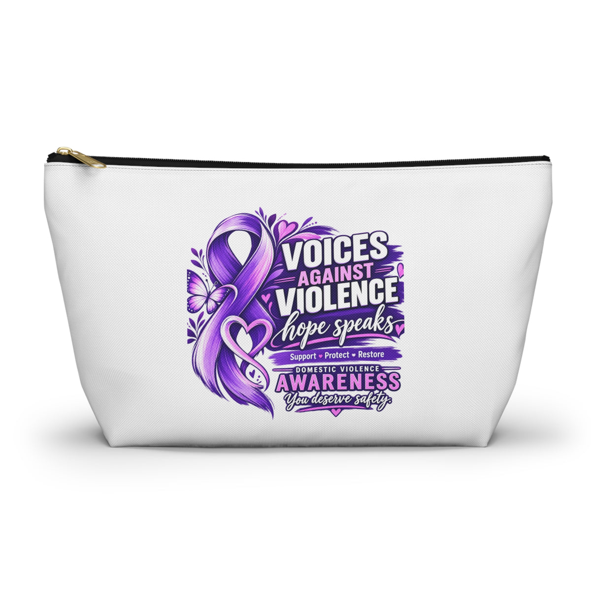 Accessory Pouch — "Voices Against Violence" Purple Awareness Ribbon