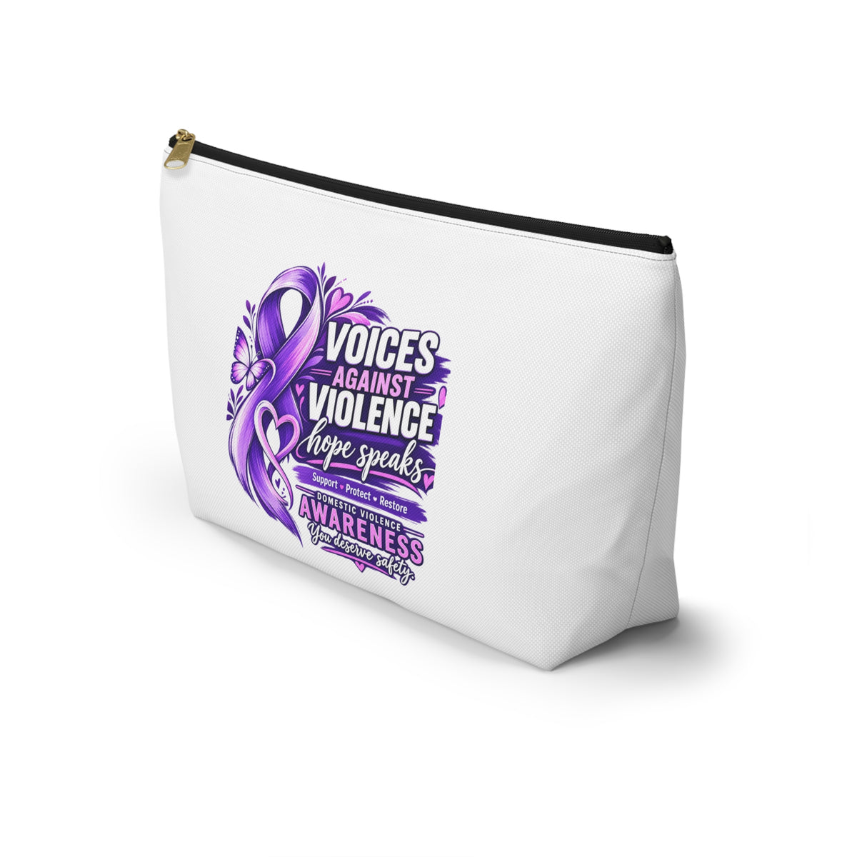Accessory Pouch — "Voices Against Violence" Purple Awareness Ribbon