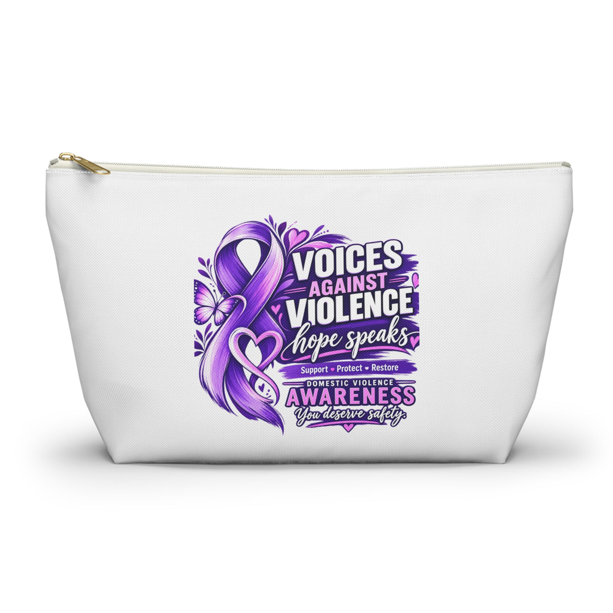 Accessory Pouch — "Voices Against Violence" Purple Awareness Ribbon