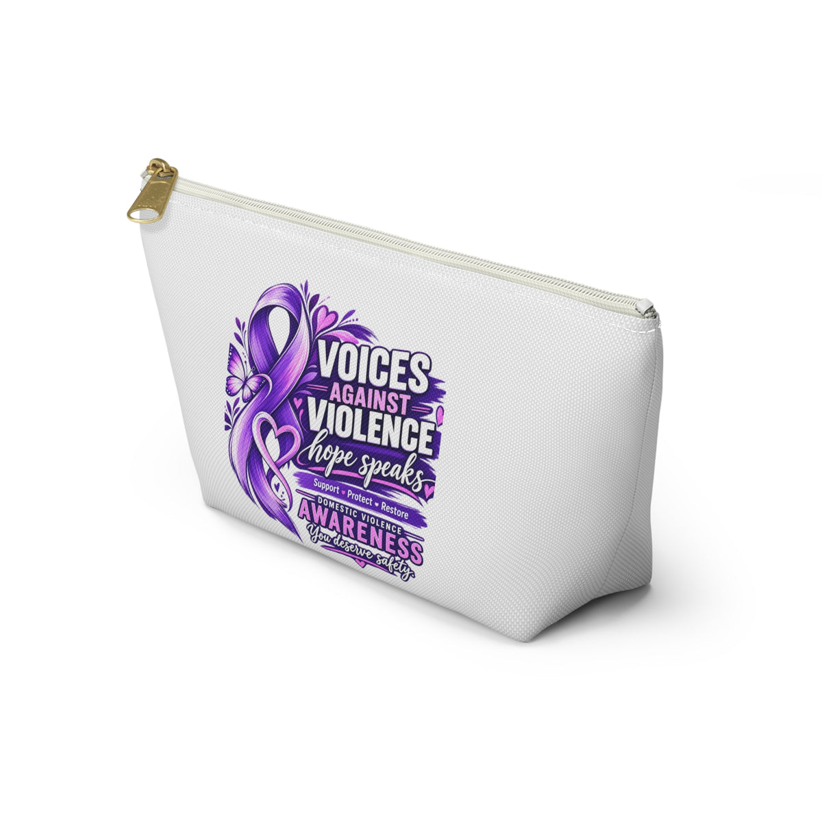 Accessory Pouch — "Voices Against Violence" Purple Awareness Ribbon
