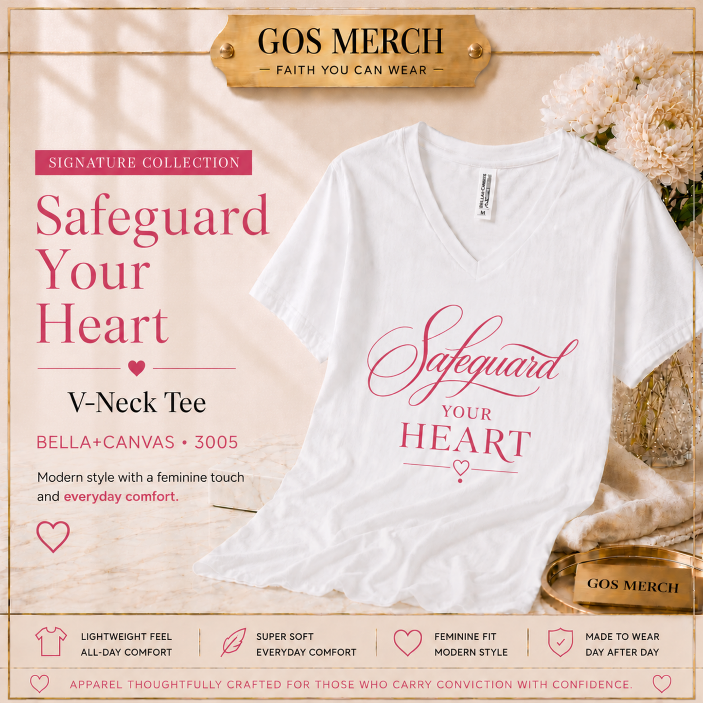 Safeguard Your Heart V-Neck Tee | Signature Collection