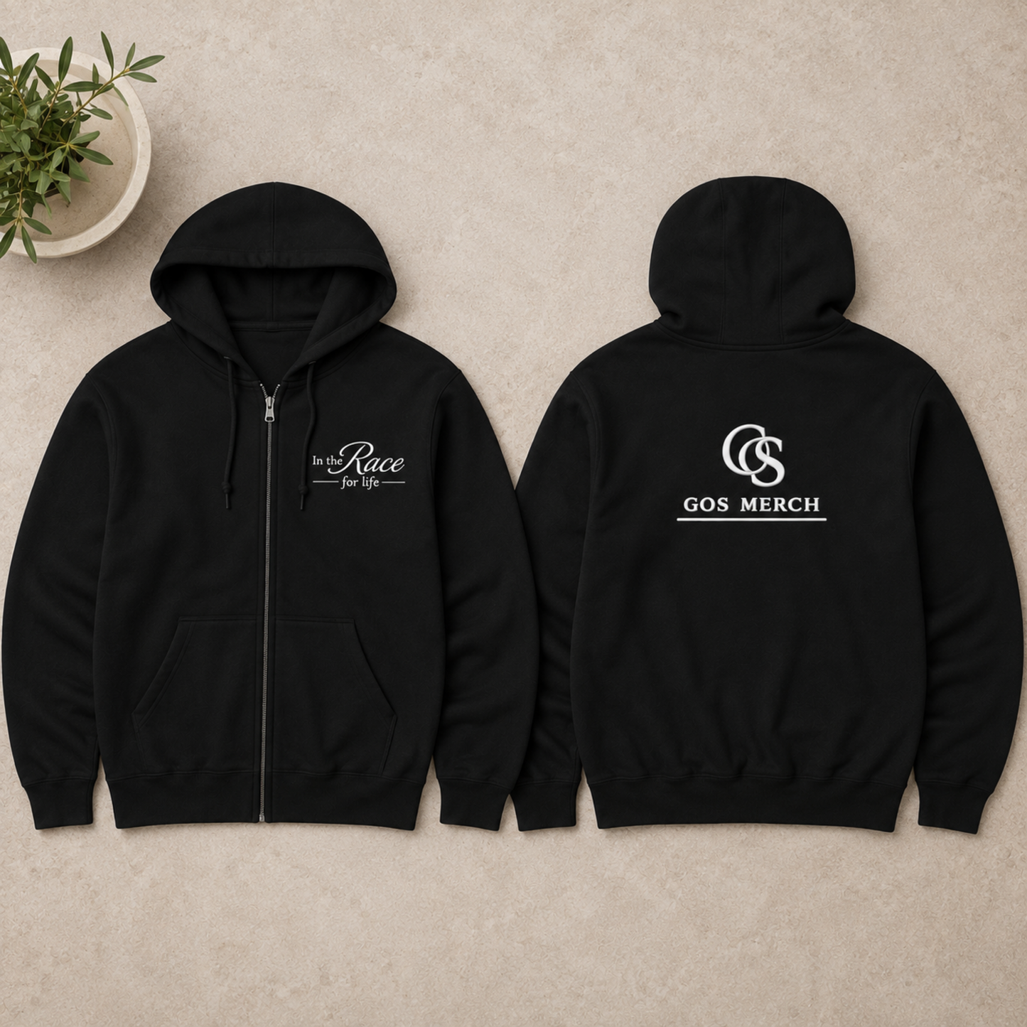 Zip Hoodie — 'Race for Life' Logo Full-Zip Hooded Sweatshirt
