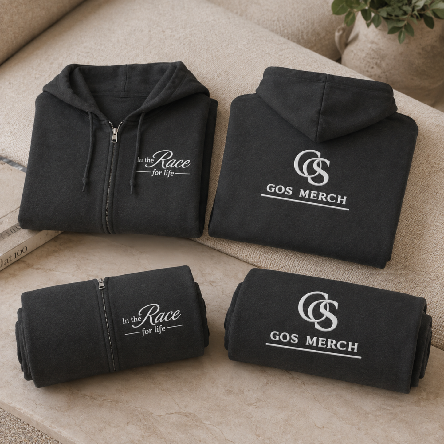 Zip Hoodie — 'Race for Life' Logo Full-Zip Hooded Sweatshirt