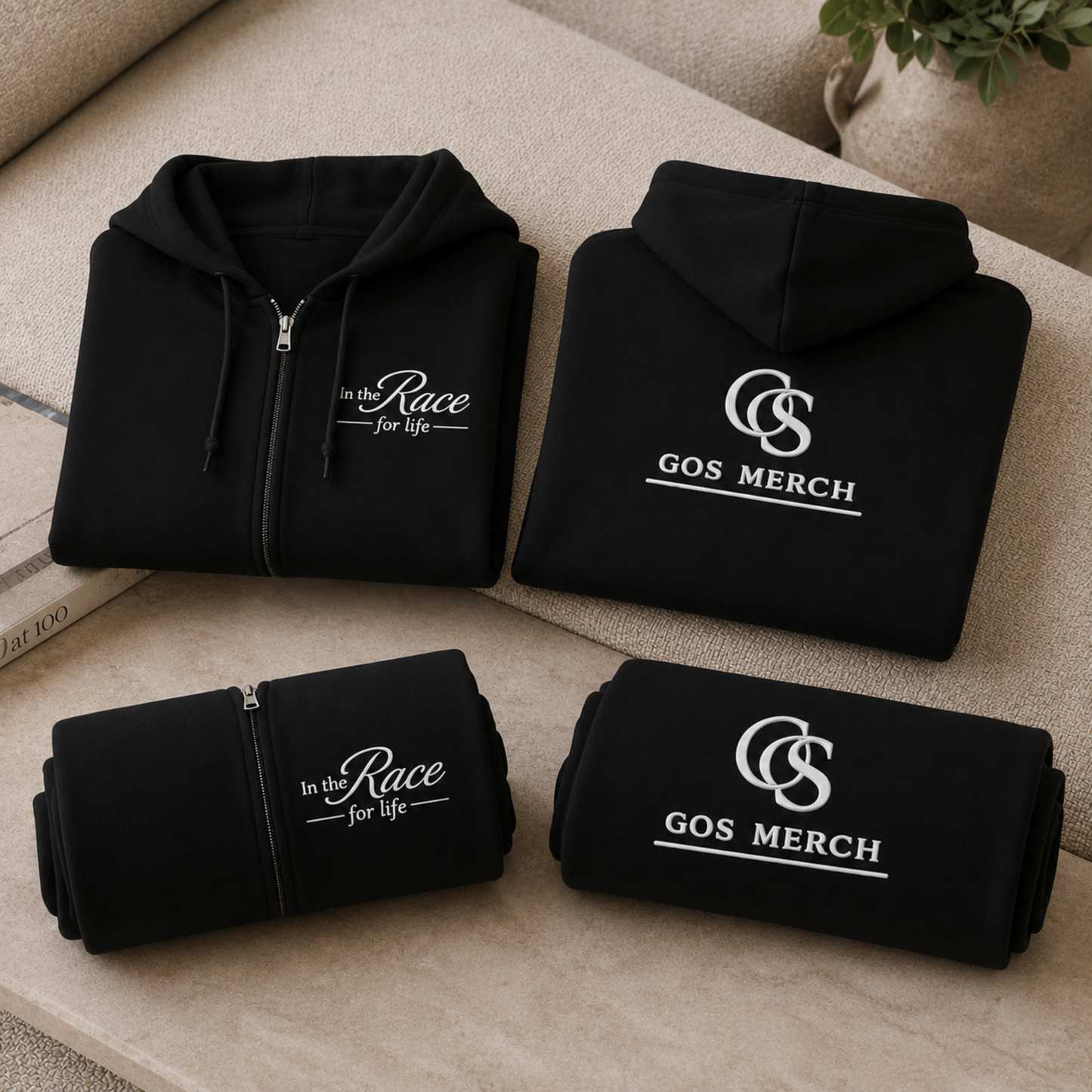 Zip Hoodie — 'Race for Life' Logo Full-Zip Hooded Sweatshirt