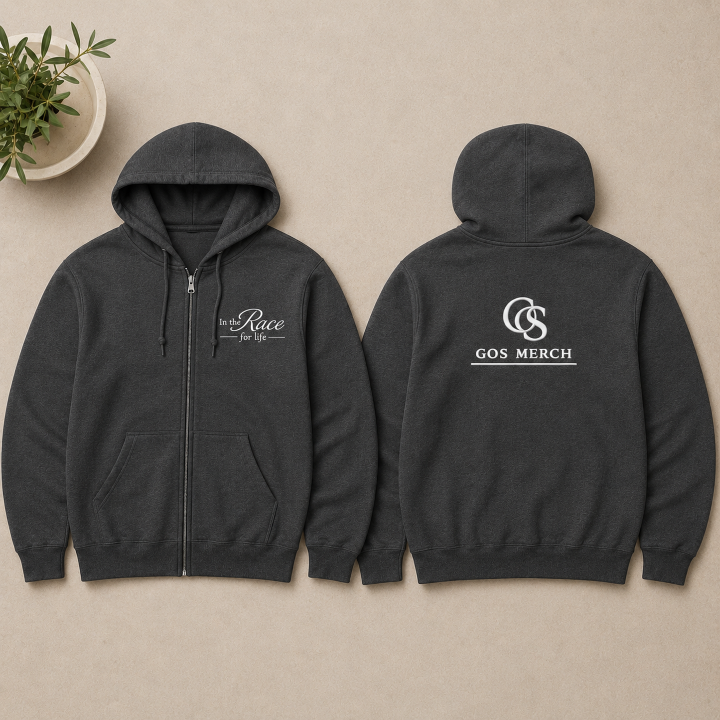 Zip Hoodie — 'Race for Life' Logo Full-Zip Hooded Sweatshirt