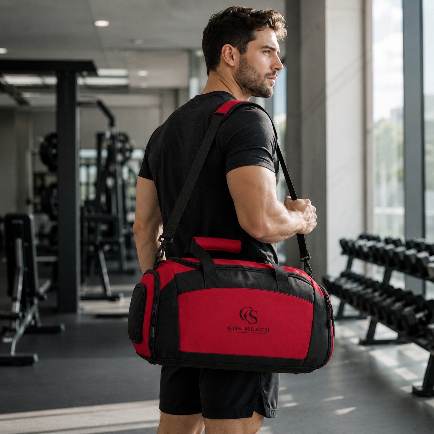 Classic Black Gym Duffle Bag — Durable Workout Duffel with Multiple Pockets