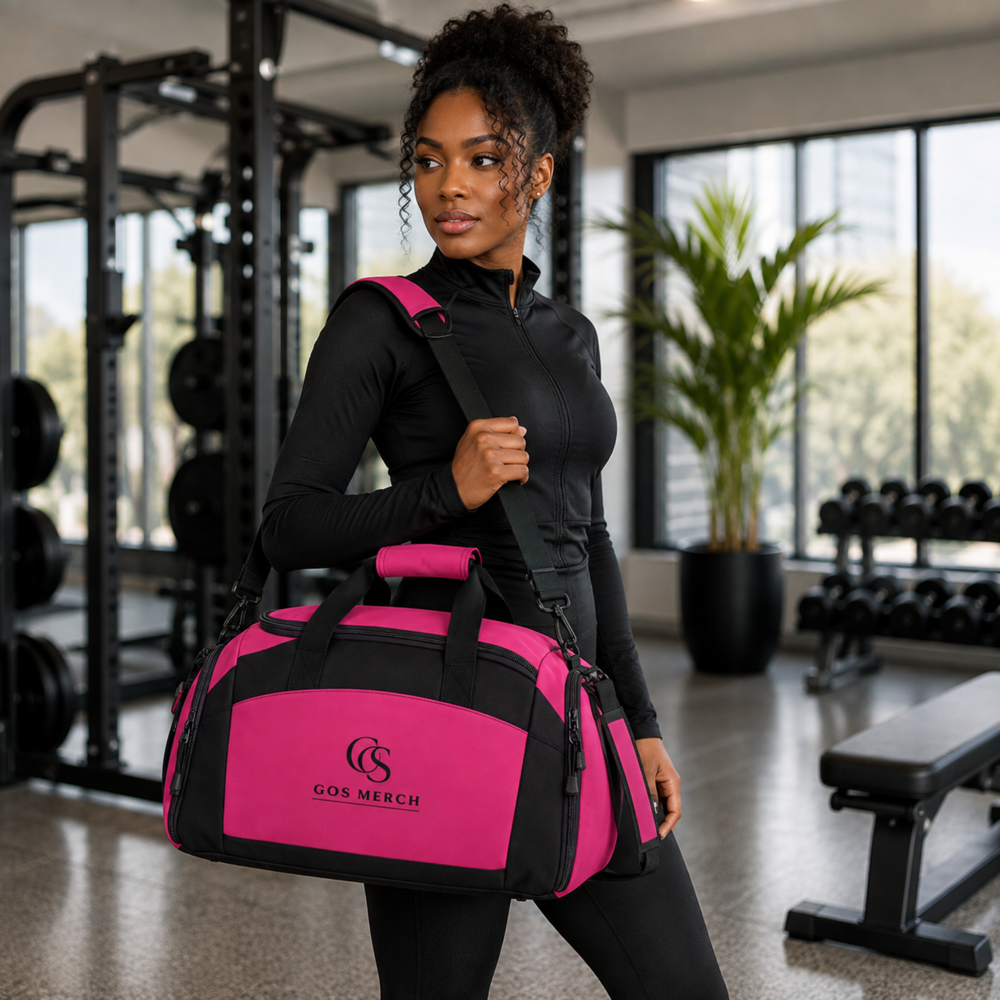 Classic Black Gym Duffle Bag — Durable Workout Duffel with Multiple Pockets