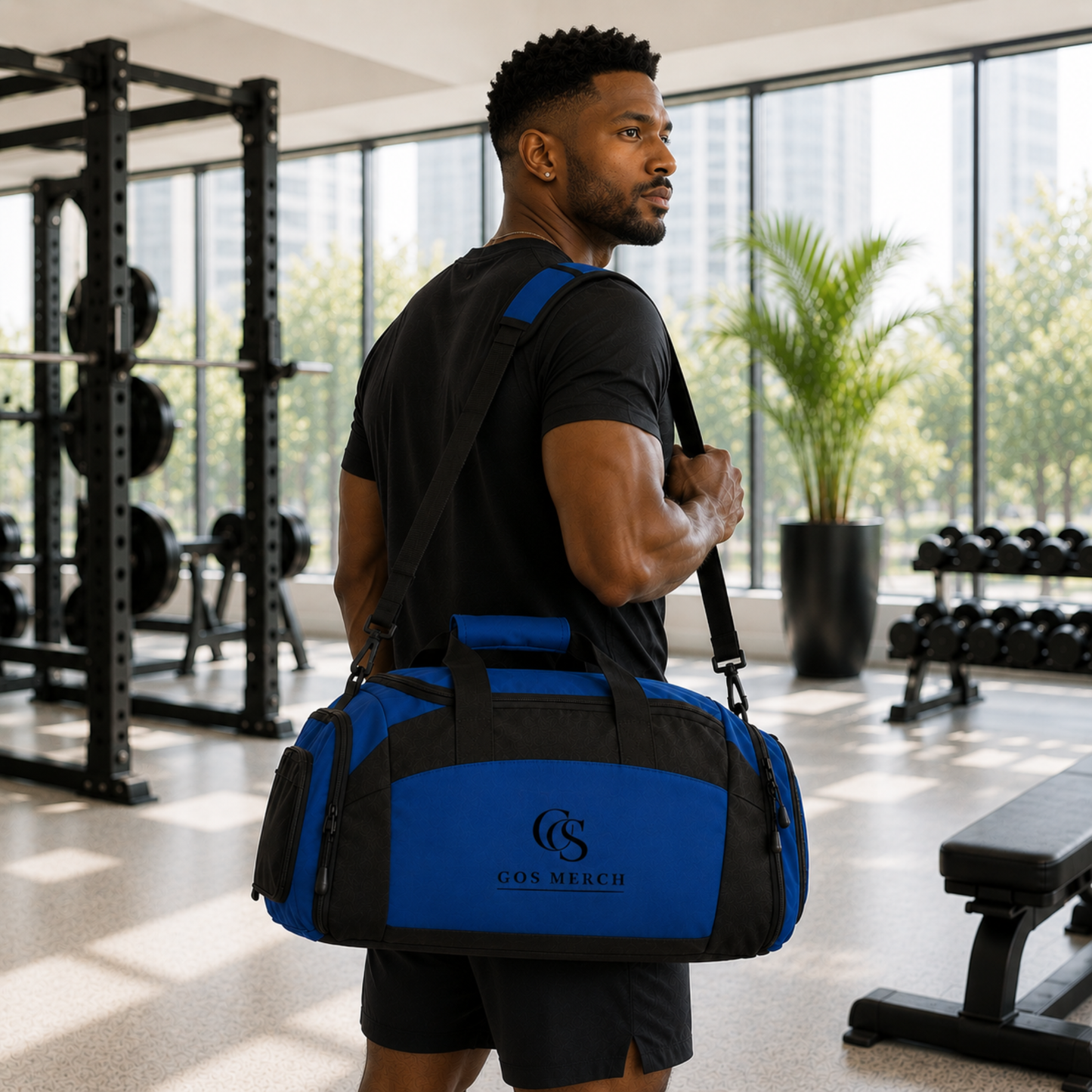Classic Black Gym Duffle Bag — Durable Workout Duffel with Multiple Pockets