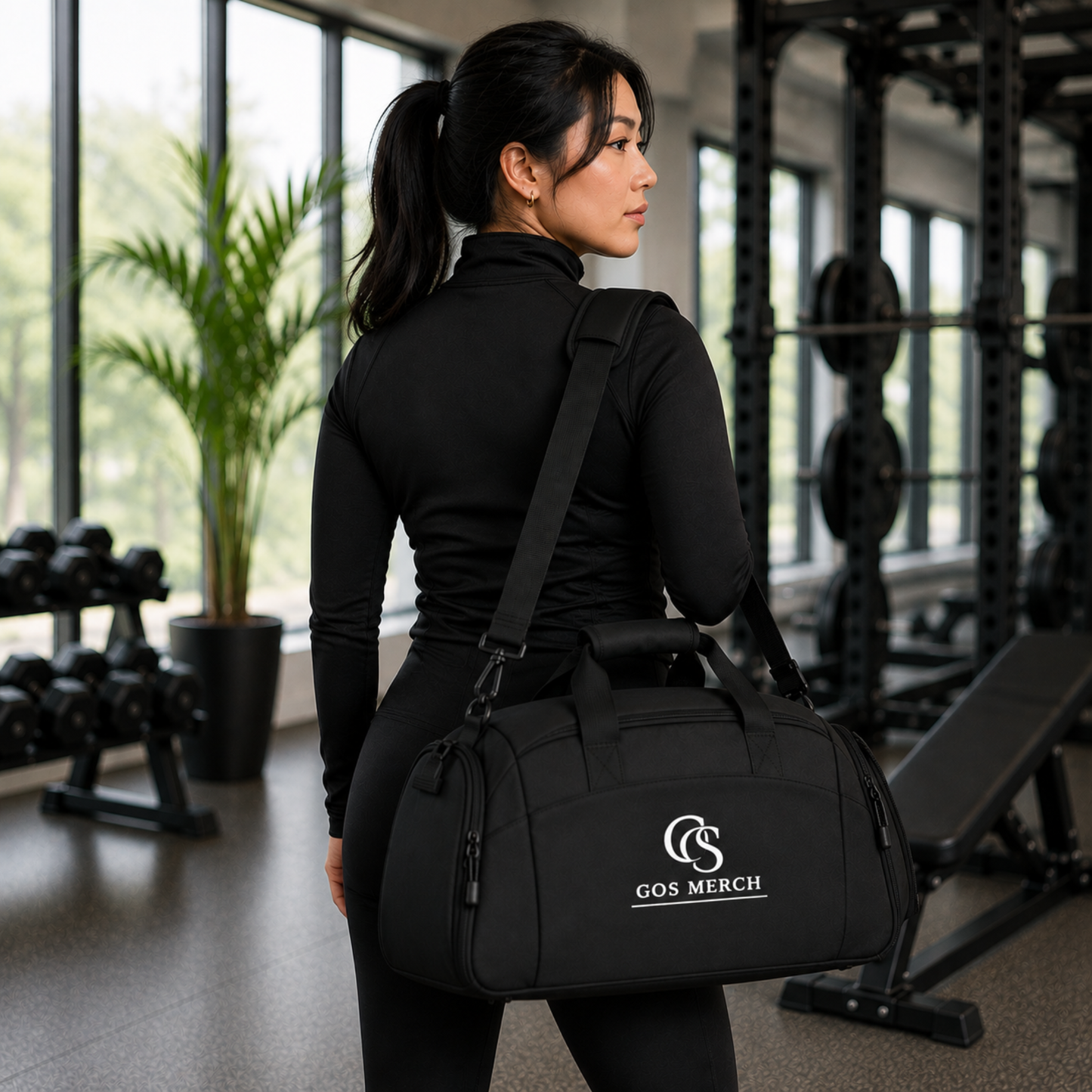 Classic Black Gym Duffle Bag — Durable Workout Duffel with Multiple Pockets