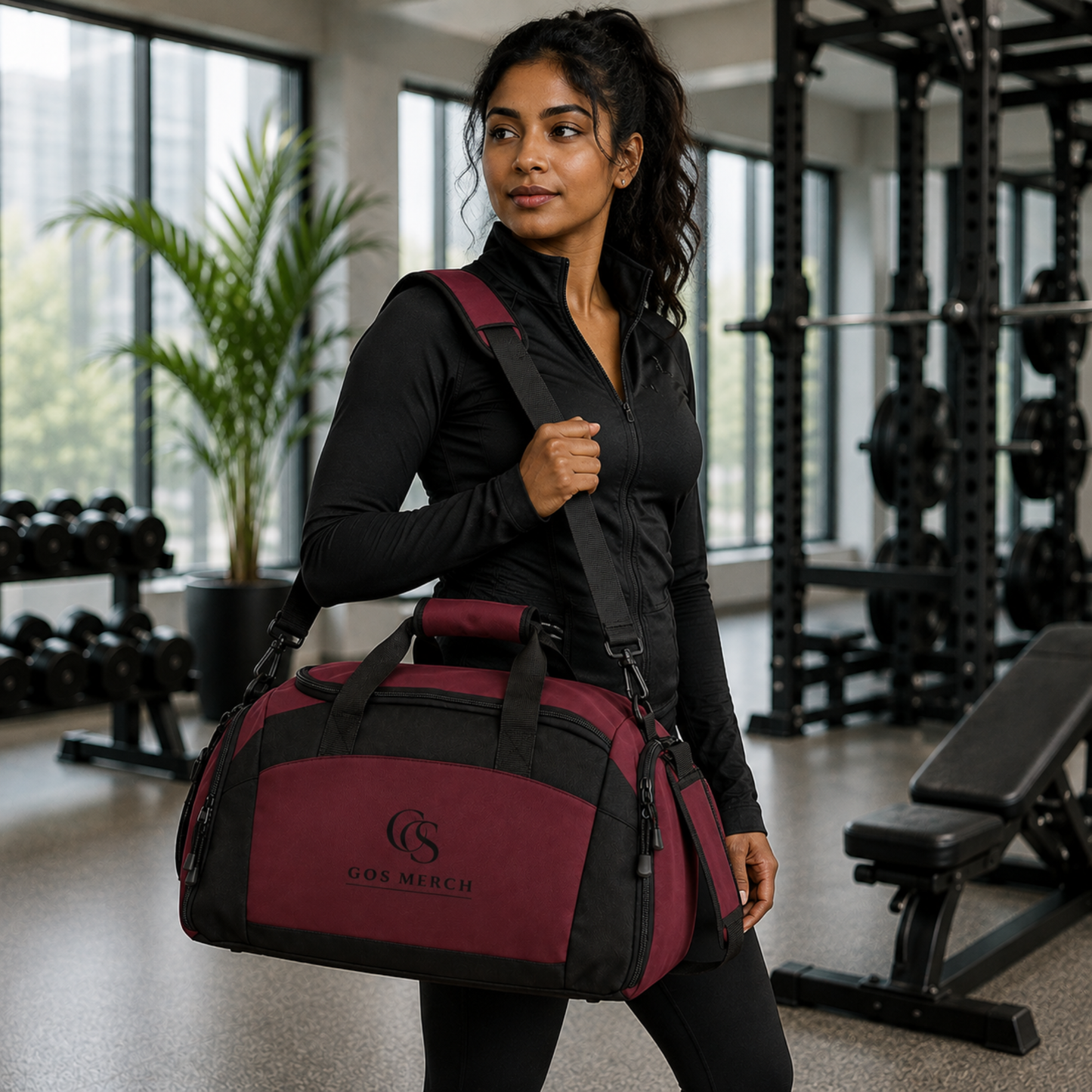 Classic Black Gym Duffle Bag — Durable Workout Duffel with Multiple Pockets