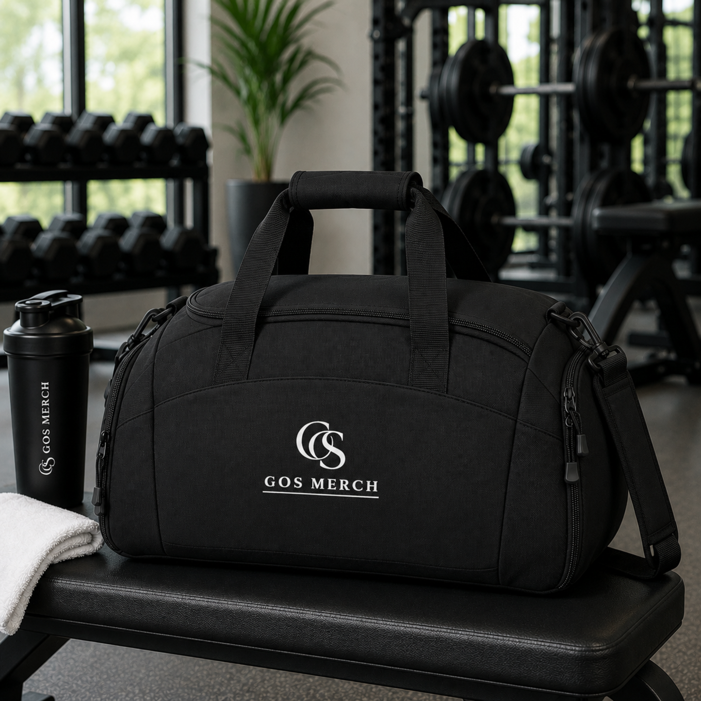 Classic Black Gym Duffle Bag — Durable Workout Duffel with Multiple Pockets