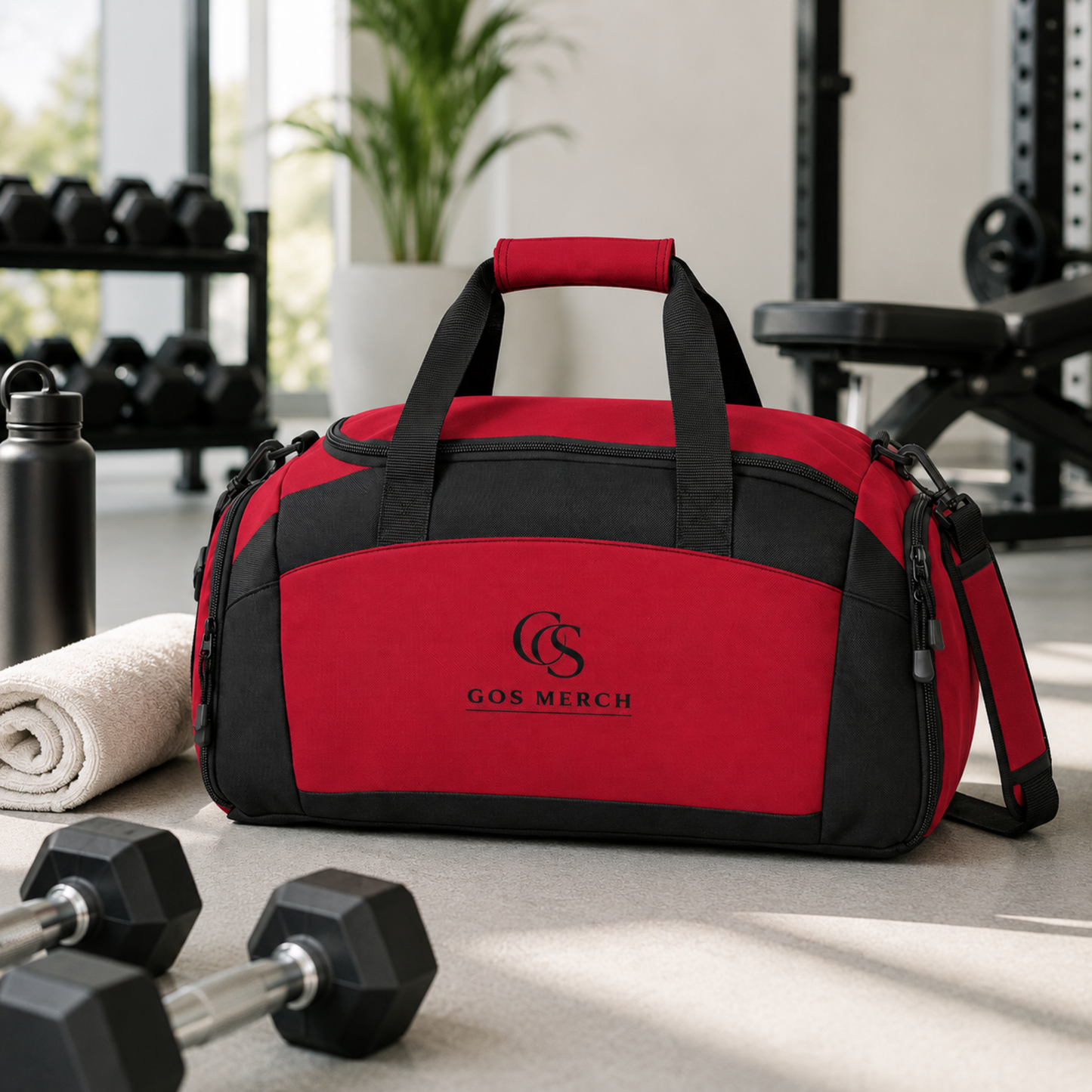 Classic Black Gym Duffle Bag — Durable Workout Duffel with Multiple Pockets