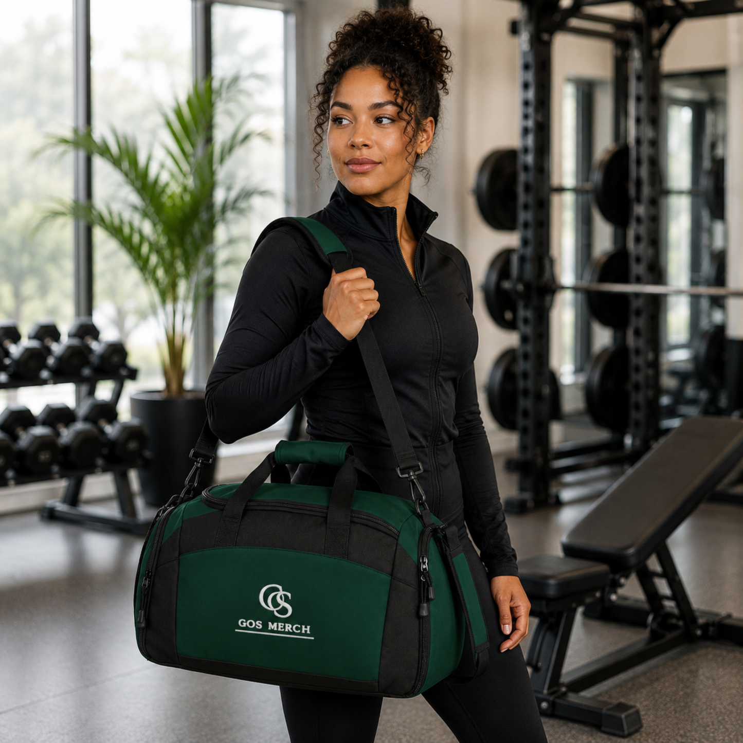 Classic Black Gym Duffle Bag — Durable Workout Duffel with Multiple Pockets