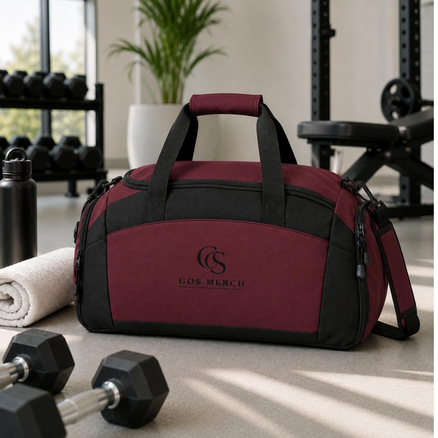 Classic Black Gym Duffle Bag — Durable Workout Duffel with Multiple Pockets