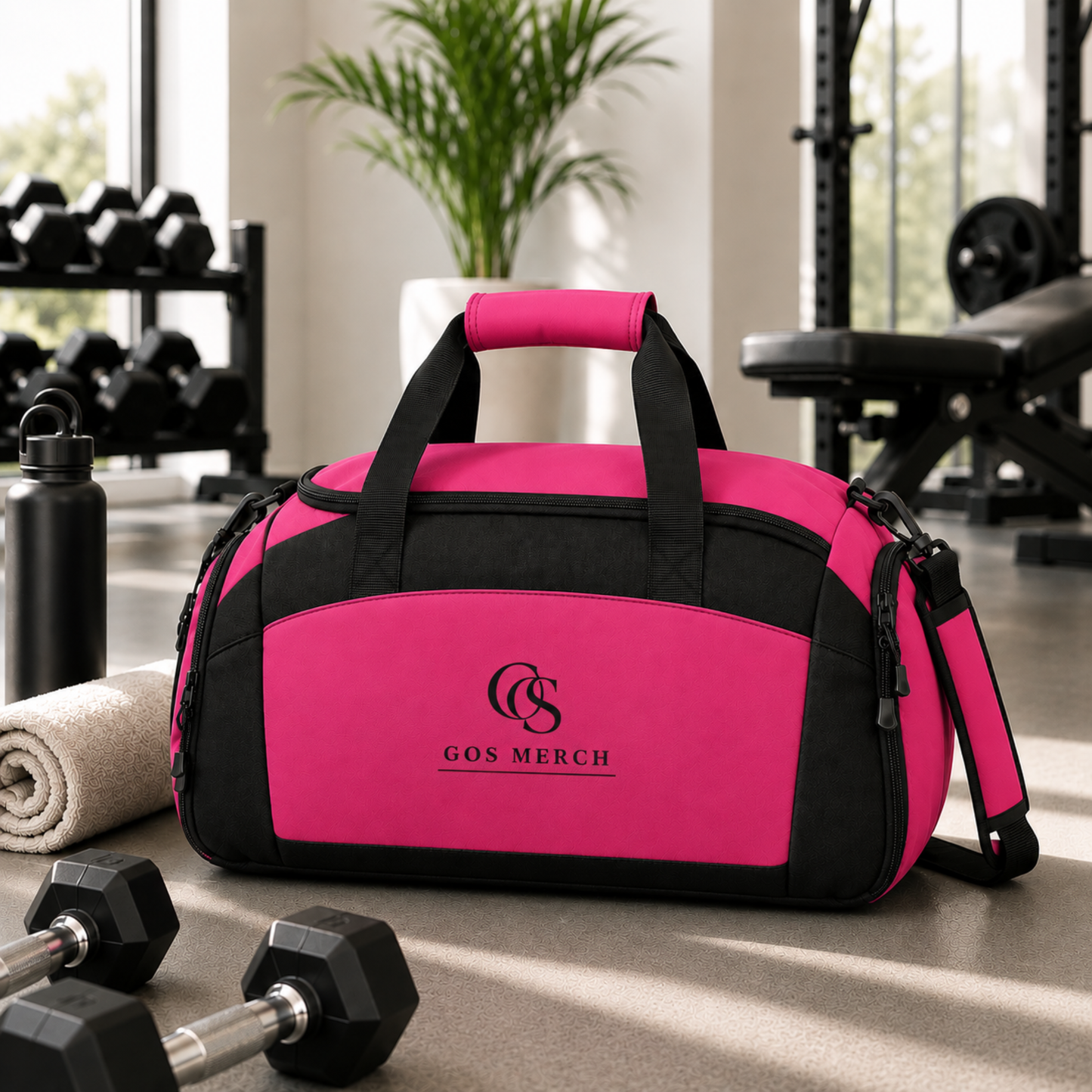 Classic Black Gym Duffle Bag — Durable Workout Duffel with Multiple Pockets
