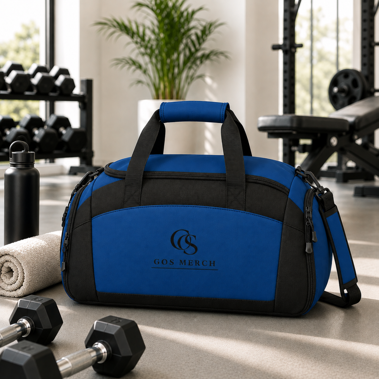 Classic Black Gym Duffle Bag — Durable Workout Duffel with Multiple Pockets