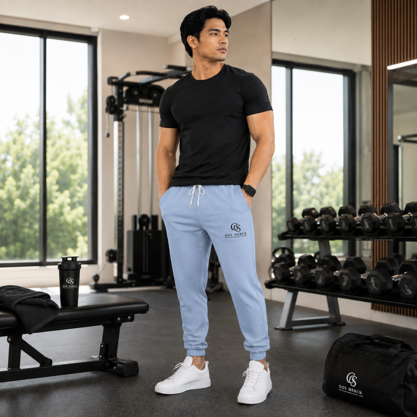Garment-Dyed Fleece Sweatpants — Minimal Logo Joggers