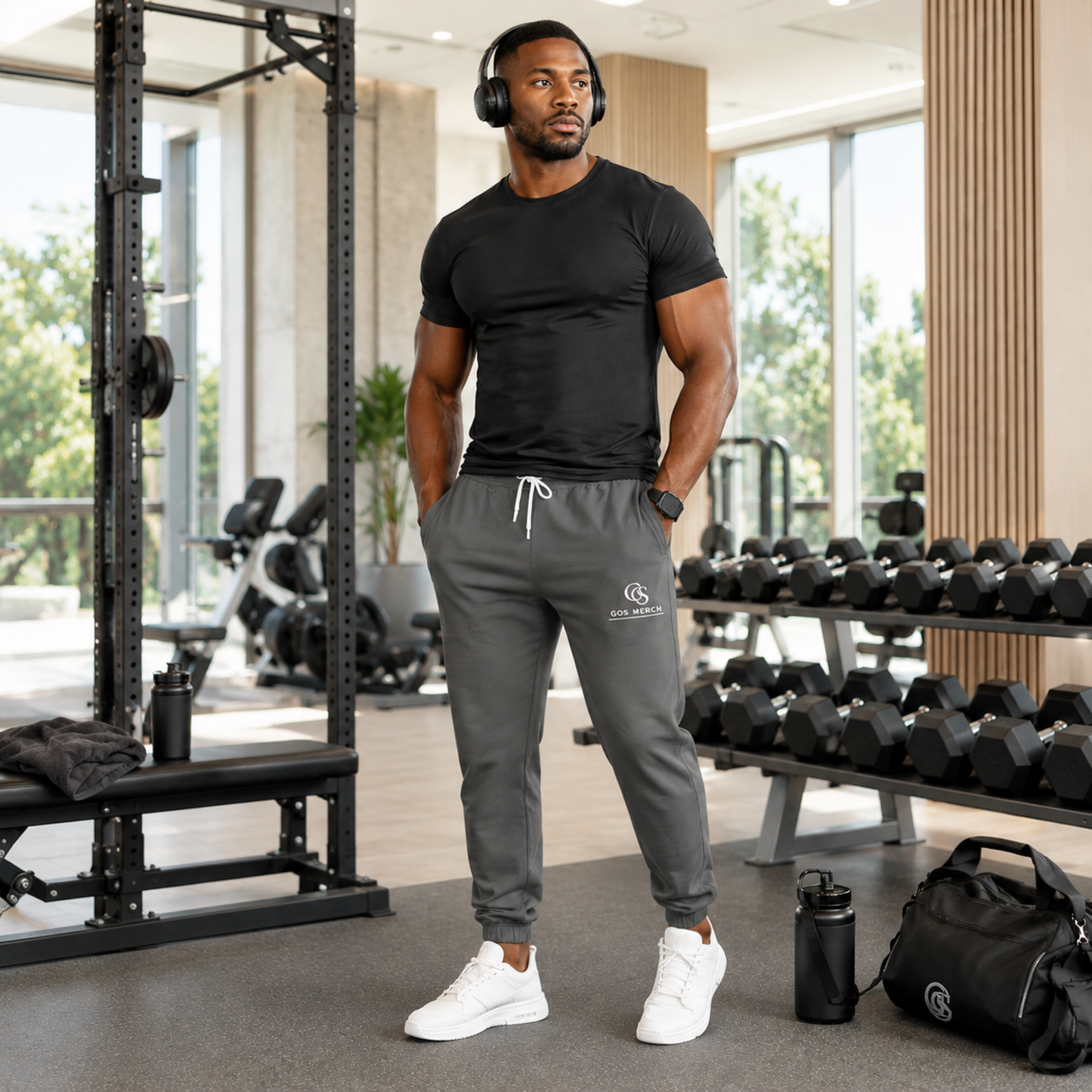 Garment-Dyed Fleece Sweatpants — Minimal Logo Joggers