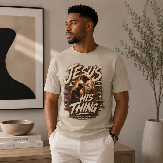 Christian T-Shirt — "Jesus Is Doing His Thing" Vintage Faith Tee