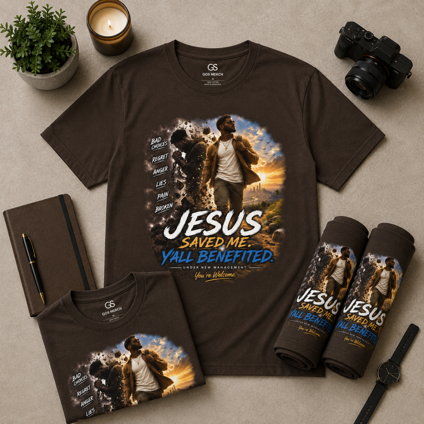 Christian T-Shirt — "Jesus Saved Me, Y'all Benefited" Inspirational Faith Tee