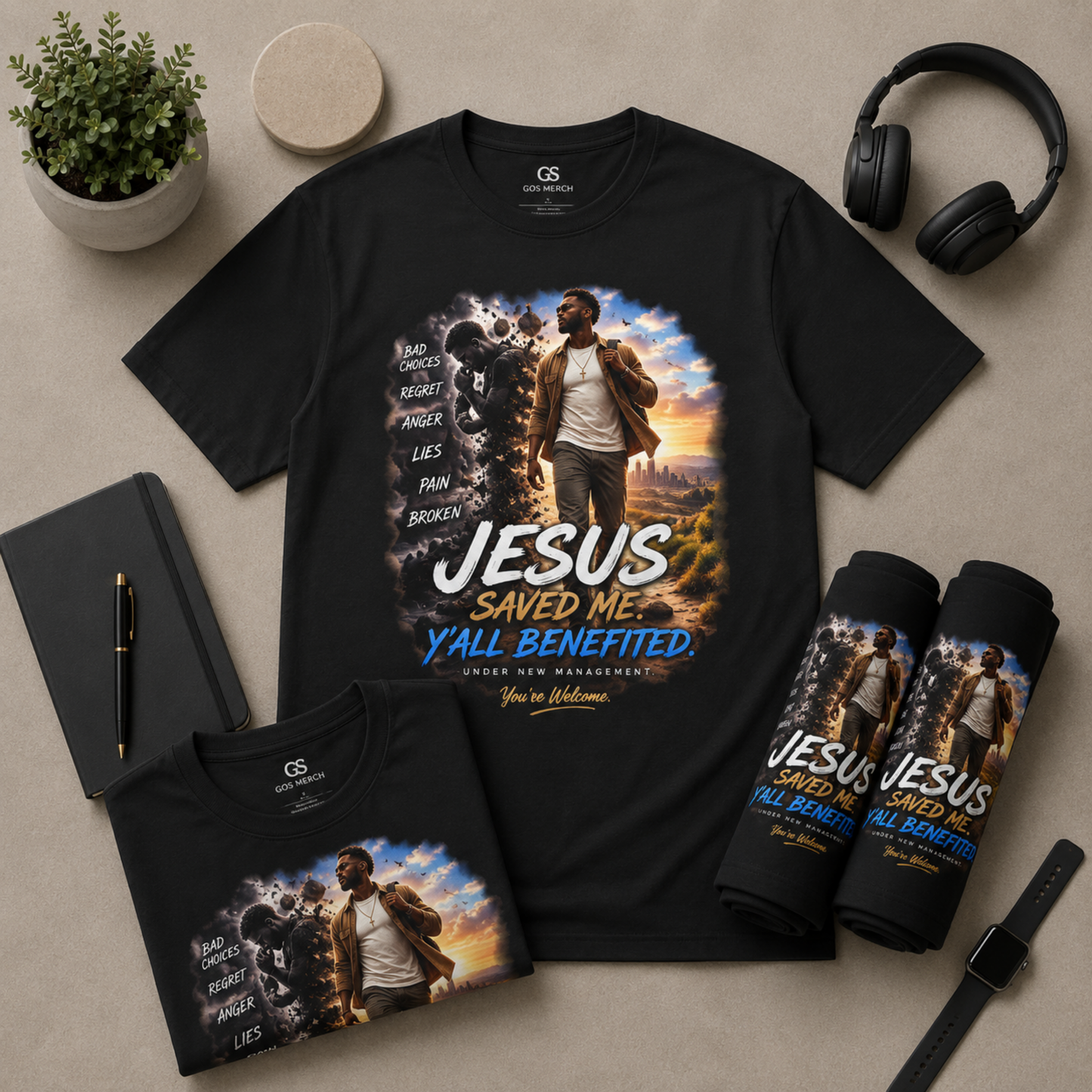 Christian T-Shirt — "Jesus Saved Me, Y'all Benefited" Inspirational Faith Tee