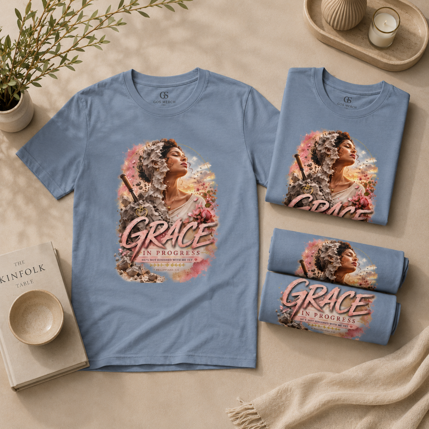 Grace In Progress T-Shirt — Inspirational Women’s Portrait Tee