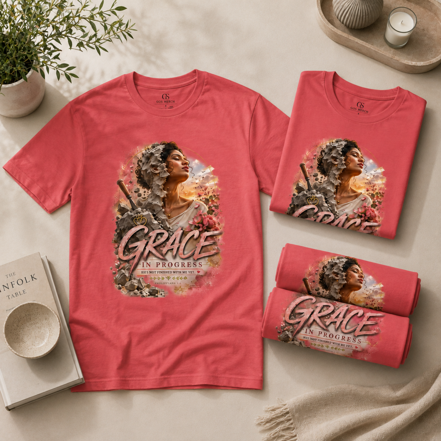 Grace In Progress T-Shirt — Inspirational Women’s Portrait Tee