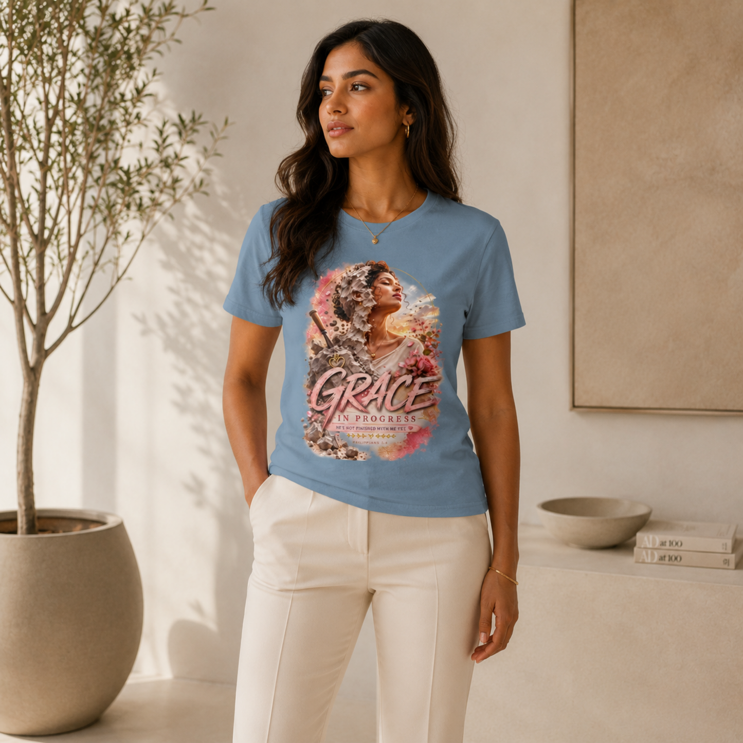 Grace In Progress T-Shirt — Inspirational Women’s Portrait Tee