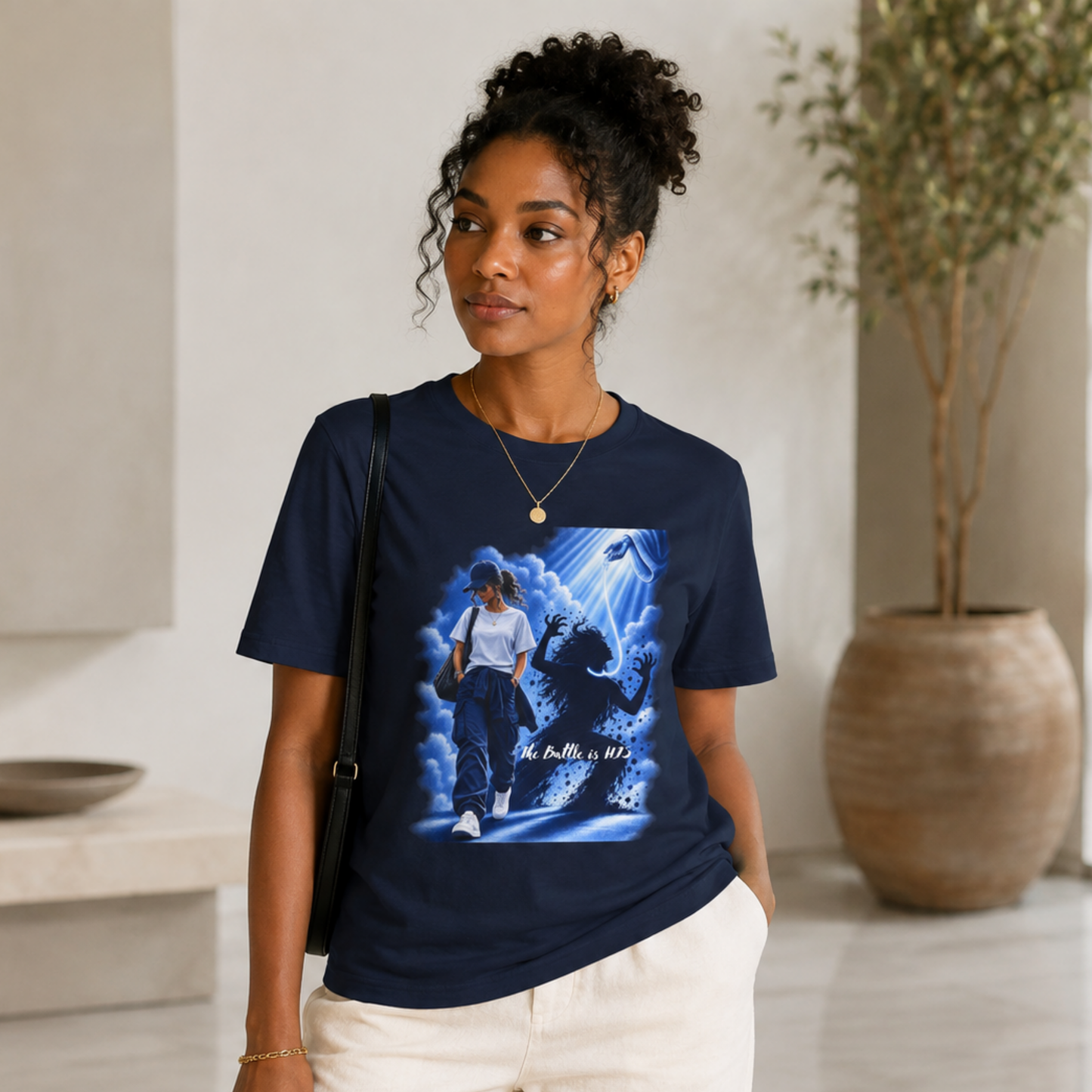 T‑Shirt — "The Battle Is HIS" Spiritual Guardian Graphic Tee