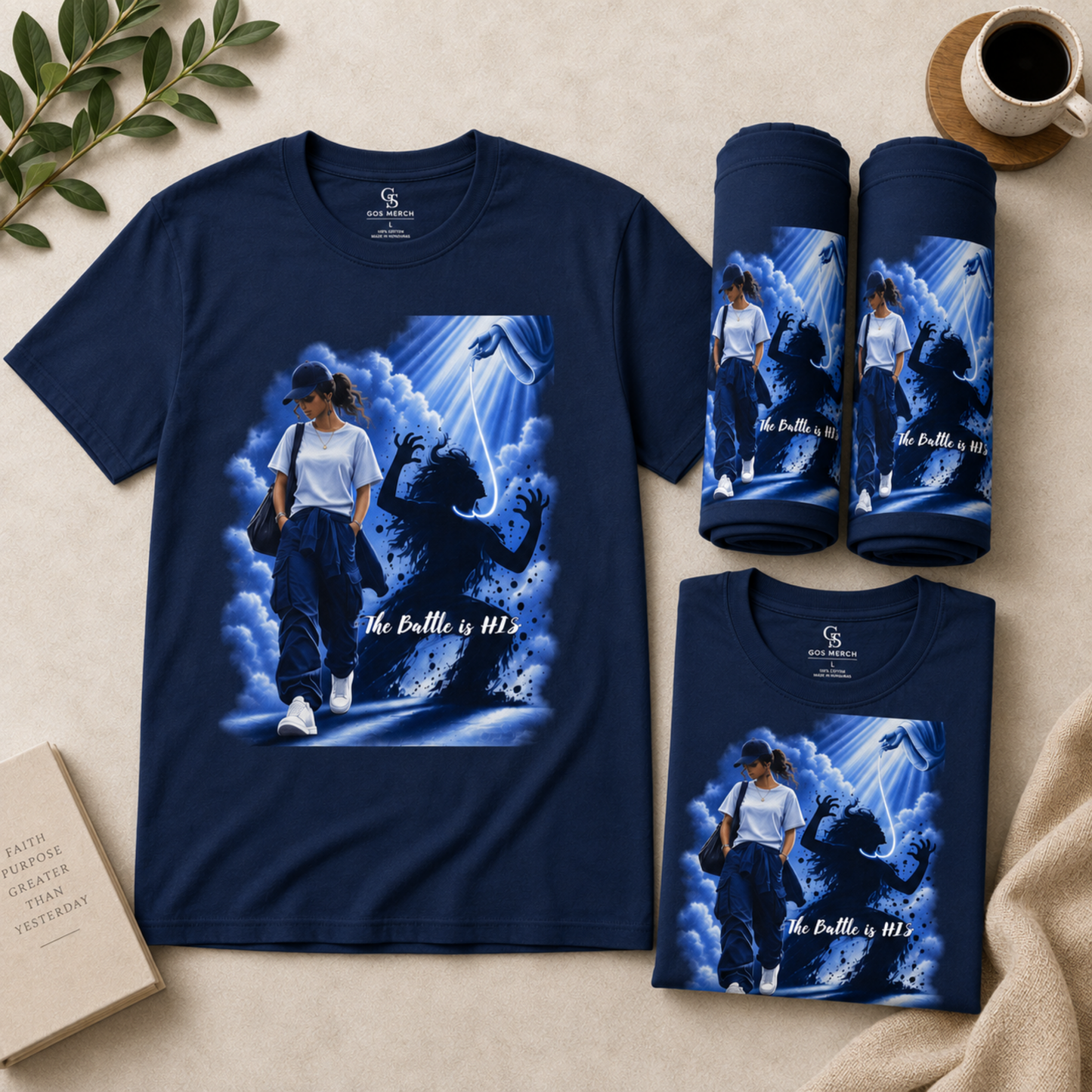 T‑Shirt — "The Battle Is HIS" Spiritual Guardian Graphic Tee