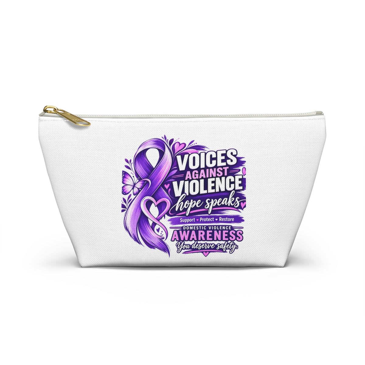 Accessory Pouch — "Voices Against Violence" Purple Awareness Ribbon