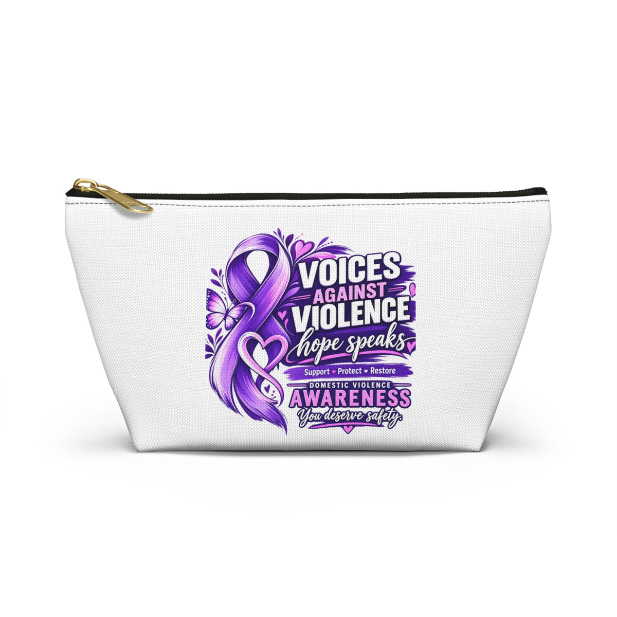 Accessory Pouch — "Voices Against Violence" Purple Awareness Ribbon